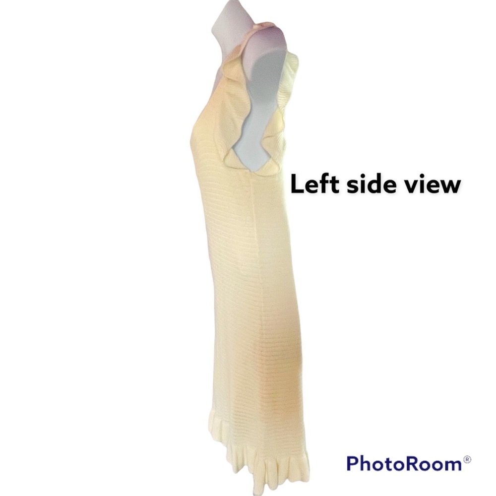 House of Harlow 1960 women cream crochet midi dress flutter sleeve Sz Large - Picture 7 of 15
